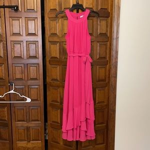 Calvin Klein Pink maxi ruffle hem dress. Size 4